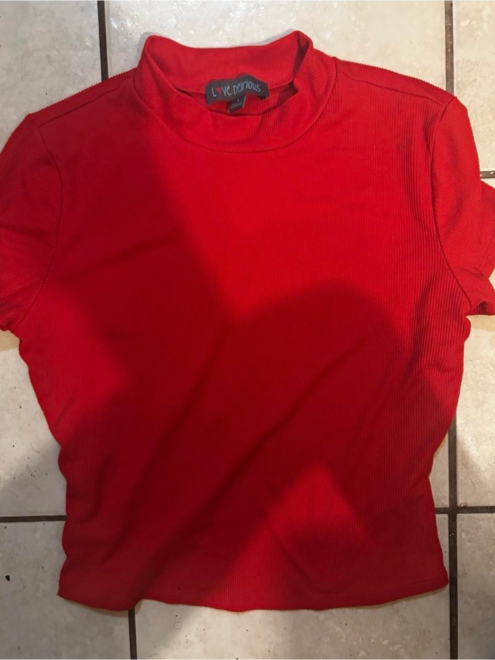 Delirious Bright Red Ribbed Knit Top